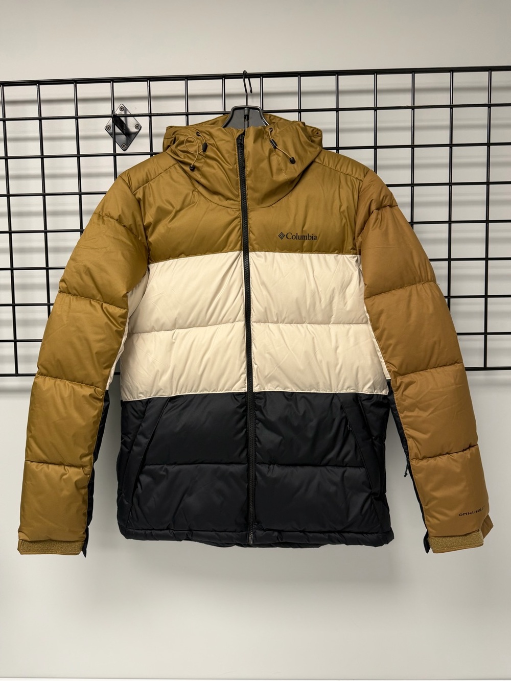 Columbia Men's Colorblock Hooded Puffer Jacket - Brown/Cream/Black
